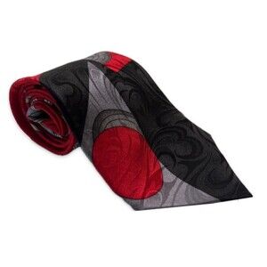 Valentino Pietro Silk Tie - Vintage Dark Floral Motif - Red & Charcoal Gray
